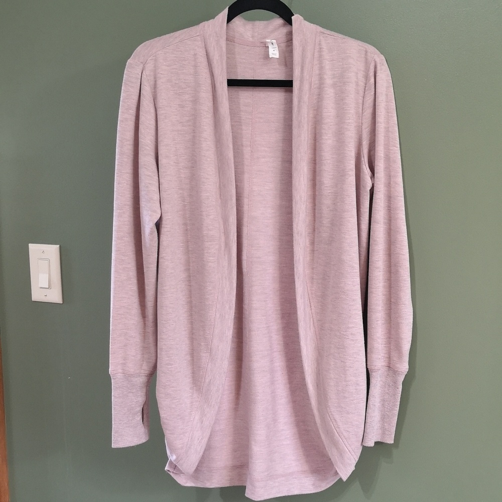 Ideology Blush Pink w/ Grey Cocoon Style Side Ruched Long Sleeve Cardigan Sz M